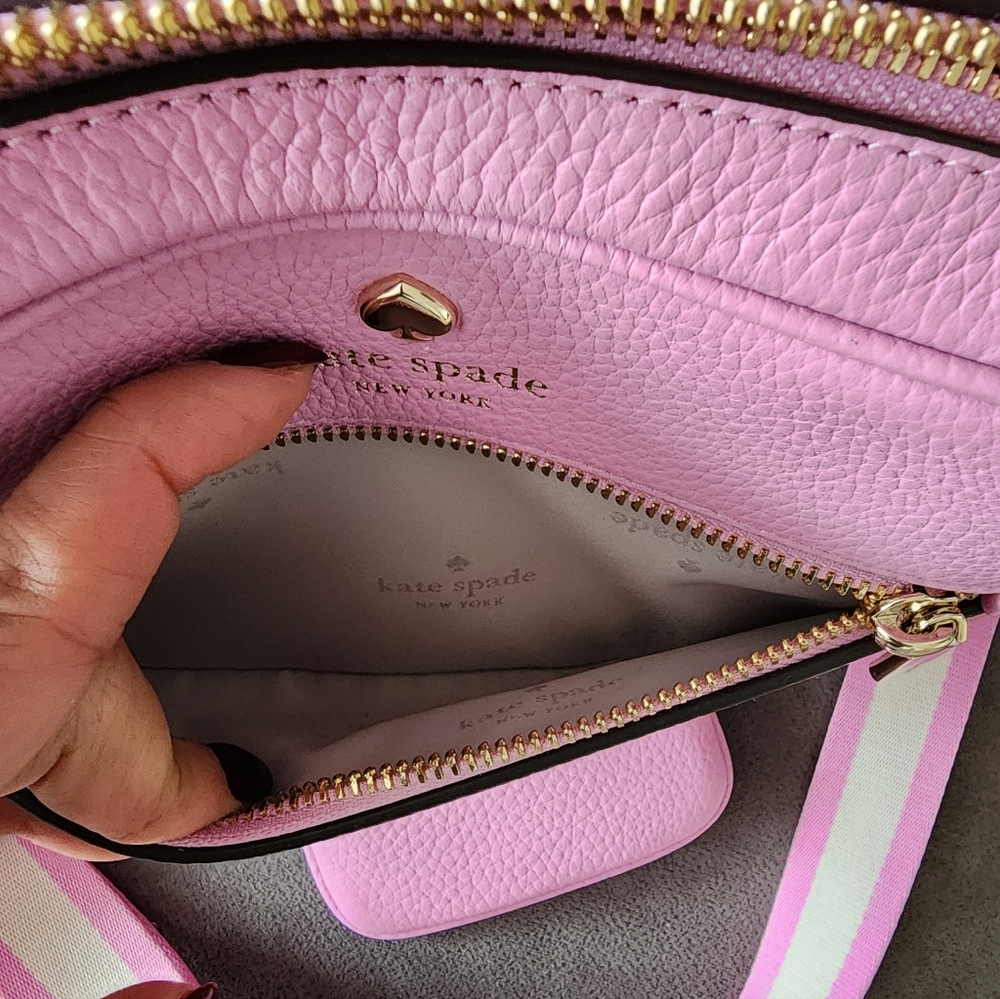 Kate Spade Emma Pebbled Leather Crossbody Bag Mandavilla Pink - Picture 7 of 9